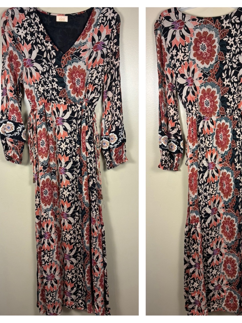 NKN Nekane Floral Embroidered Sleeve Beaded Maxi Bohemian Dress